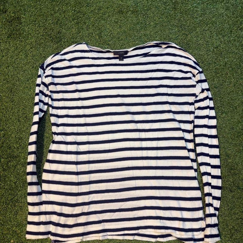 J.Crew Navy and White Striped Long Sleeve Top Size XS